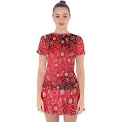 Christmas Pattern Red Drop Hem Mini Chiffon Dress by uniart180623