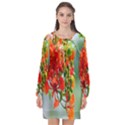 Gathering Sping Flowers Wallpapers Long Sleeve Chiffon Shift Dress  View1