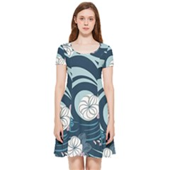 Flowers Pattern Floral Ocean Abstract Digital Art Inside Out Cap Sleeve Dress by Simbadda