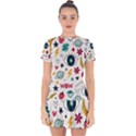 Love Pattern Drop Hem Mini Chiffon Dress View1