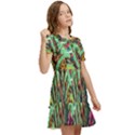 Monkey Tiger Bird Parrot Forest Jungle Style Kids  Puff Sleeved Dress View2