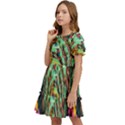 Monkey Tiger Bird Parrot Forest Jungle Style Kids  Puff Sleeved Dress View3