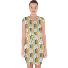 Smile-cloud-rainbow-pattern-yellow Capsleeve Drawstring Dress  by pakminggu