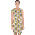 Smile-cloud-rainbow-pattern-yellow Capsleeve Drawstring Dress  View1