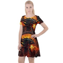 Dragon Fire Fantasy Art Cap Sleeve Velour Dress  by Cowasu