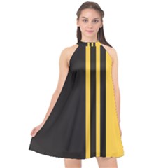 Abstract Design, Minimal, Abstract, Black, Desenho, Flat Halter Neckline Chiffon Dress  by nateshop