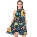 Alien Rocket Space Aesthetic Halter Neckline Chiffon Dress  View1