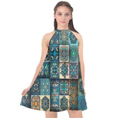 Texture, Pattern, Abstract, Colorful, Digital Art Halter Neckline Chiffon Dress  by nateshop