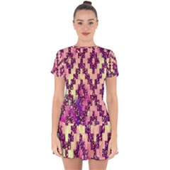 Cute Glitter Aztec Design Drop Hem Mini Chiffon Dress by nateshop