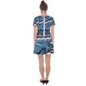 Abstract Blue Ocean Wave Drop Hem Mini Chiffon Dress View2