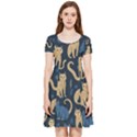 Cat Pattern Animal Inside Out Cap Sleeve Dress View3