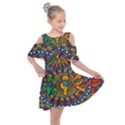 Grateful Dead Pattern Kids  Shoulder Cutout Chiffon Dress View1