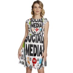 Social Media Computer Internet Typography Text Poster Cap Sleeve High Waist Dress by Ket1n9