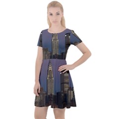 Skyline-city-manhattan-new-york Cap Sleeve Velour Dress  by Ket1n9