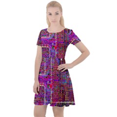 Technology Circuit Board Layout Pattern Cap Sleeve Velour Dress  by Ket1n9