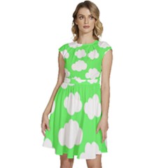 Cute Clouds Green Neon Cap Sleeve High Waist Dress by ConteMonfrey