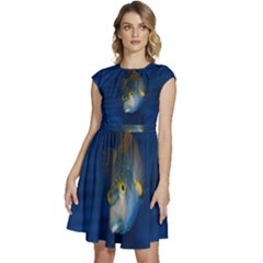 Fish Blue Animal Water Nature Cap Sleeve High Waist Dress by Amaryn4rt