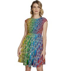 Bubbles Rainbow Colourful Colors Cap Sleeve High Waist Dress by Amaryn4rt