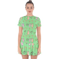 Pig Heart Digital Drop Hem Mini Chiffon Dress by Ravend