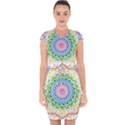 Mandala Pattern Rainbow Pride Capsleeve Drawstring Dress  View1