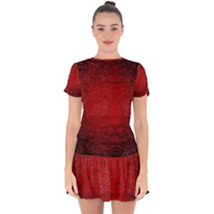 Red Grunge Texture Black Gradient Drop Hem Mini Chiffon Dress by Ket1n9