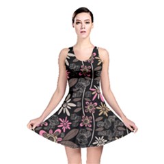 Flower Art Pattern Reversible Skater Dress by Ket1n9