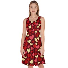 Vintage Hearts Red Sweet Knee Length Skater Dress With Pockets by CoolDesigns