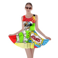 Red Astronaut Pop Art Skater Dress by CoolDesigns