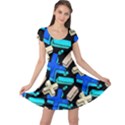 Mathematic Symbol Black & Blue Cap Sleeve Dress View1