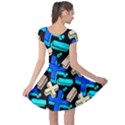 Mathematic Symbol Black & Blue Cap Sleeve Dress View2