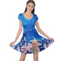 Blue Xmas City Lights Snow Double Sided Cap Sleeve Dress View1