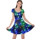 Bright Blue Aquamarine Shine Christmas Lights Double Sided Cap Sleeve Dress View1