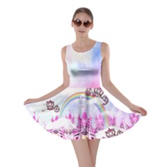 Rainbows Light Violet Castle Forest Skater Dress by CoolDesigns