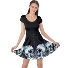 Gray Splash Skulls Cap Sleeve Dress by CoolDesigns