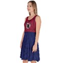 Spider Webs Dark Blue & Red Halloween Knee Length Skater Dress With Pockets View2