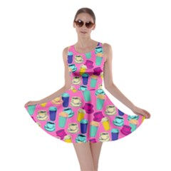 Colorful Cups Pink Lollipop Candy Macaroon Cupcake Donut Skater Dress by CoolDesigns