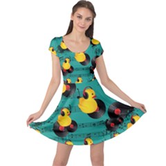 Musical Notes Teal Cute Ducks Cap Sleeve Dress by CoolDesigns