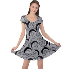 Morty Gray Blue Colorful Space With Cute Rocket Cap Sleeve Dress by CoolDesigns