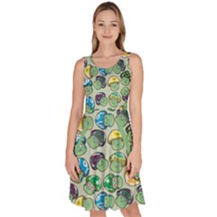 Sea Green Mushroom Pattern Stylish Knee Length Skater Dress With Pockets by CoolDesigns