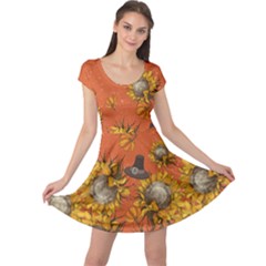 Autumn Sunflowers Orange Floral Cap Sleeve Dress by CoolDesigns