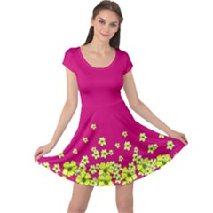 Hawaiian Floral Dark Magenta Summer Cap Sleeve Dress by CoolDesigns