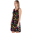 Fun Pixelated Cartoon Print Black Knee Length Skater Dress With Pockets View2