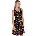 Fun Pixelated Cartoon Print Black Knee Length Skater Dress With Pockets View3