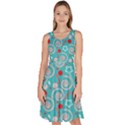 Turquoise Pattern Candy Cane Knee Length Skater Dress With Pockets View1