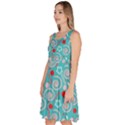 Turquoise Pattern Candy Cane Knee Length Skater Dress With Pockets View2