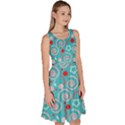 Turquoise Pattern Candy Cane Knee Length Skater Dress With Pockets View3