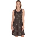 Dark Gray Tyrannosaurus Dinosaur Doodle Knee Length Skater Dress With Pockets View1