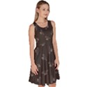 Dark Gray Tyrannosaurus Dinosaur Doodle Knee Length Skater Dress With Pockets View3