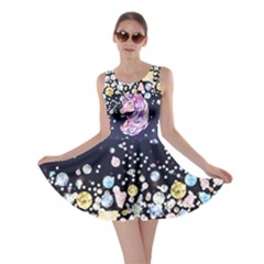 Glam Diamond Dark Navy Unicorn Pattern Skater Dress by CoolDesigns