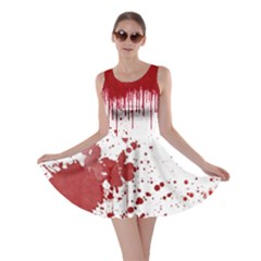 White & Red Blood Print Halloween A Line Skater Dress by CoolDesigns